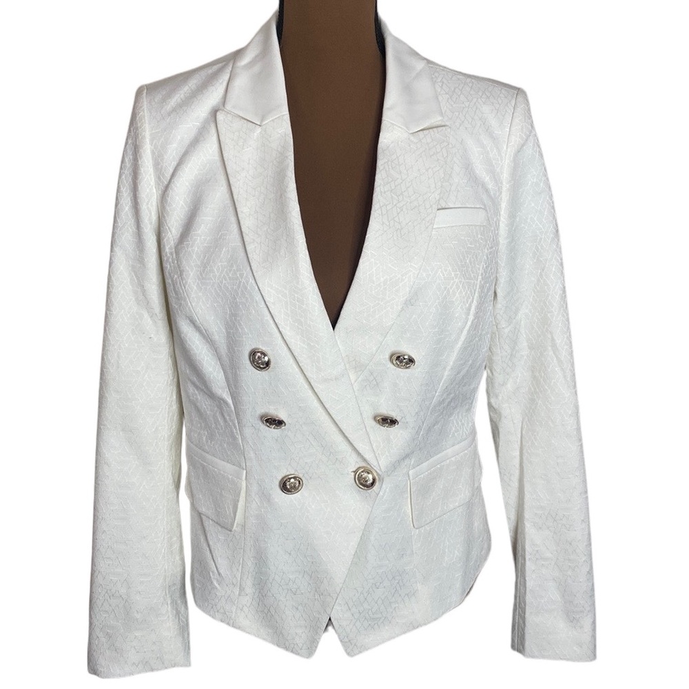 White House Black Market jacquard blazer in ecru size 8